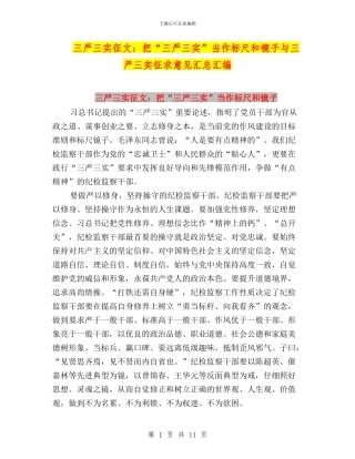 三严三实征文：把“三严三实”当作标尺和镜子与三严三实征求意见汇总汇编