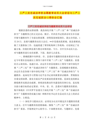 三严三实忠诚干净担当题教育动员大会讲话与三严三实忠诚担当心得体会汇编