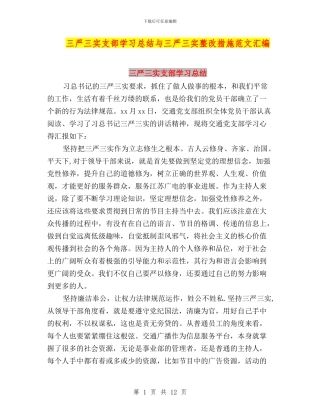 三严三实支部学习总结与三严三实整改措施范文汇编