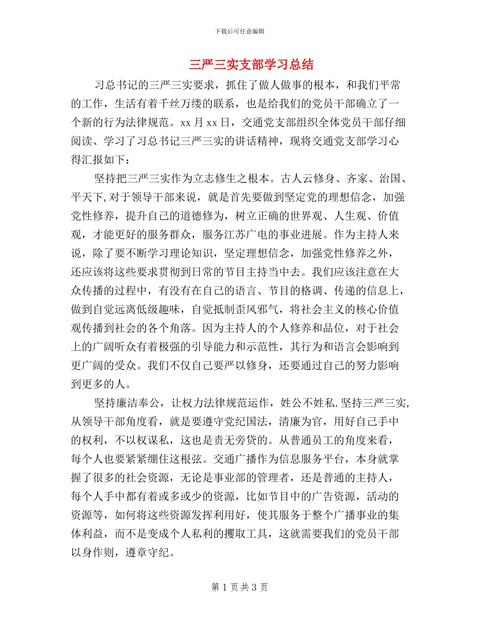 三严三实支部学习总结_第1页