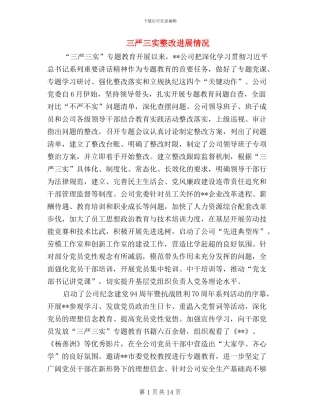 三严三实整改进展情况