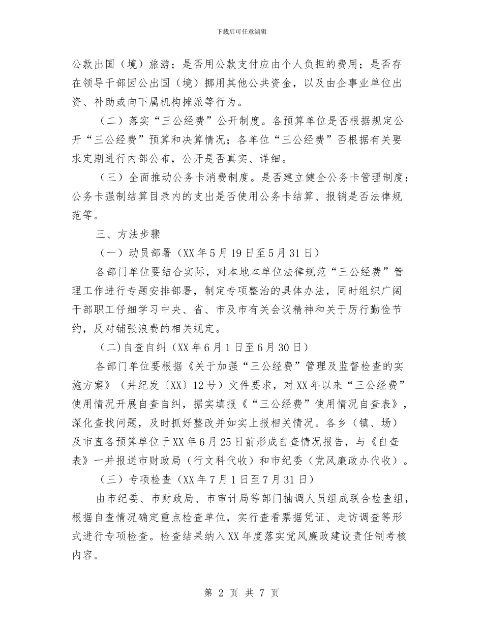 三公经费管理使用专项整治方案与三分钟保护环境演讲稿汇编_第2页