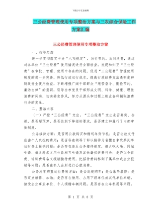 三公经费管理使用专项整治方案与三农综合保险工作方案汇编