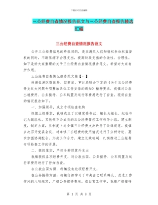 三公经费自查情况报告范文与三公经费自查报告精选汇编