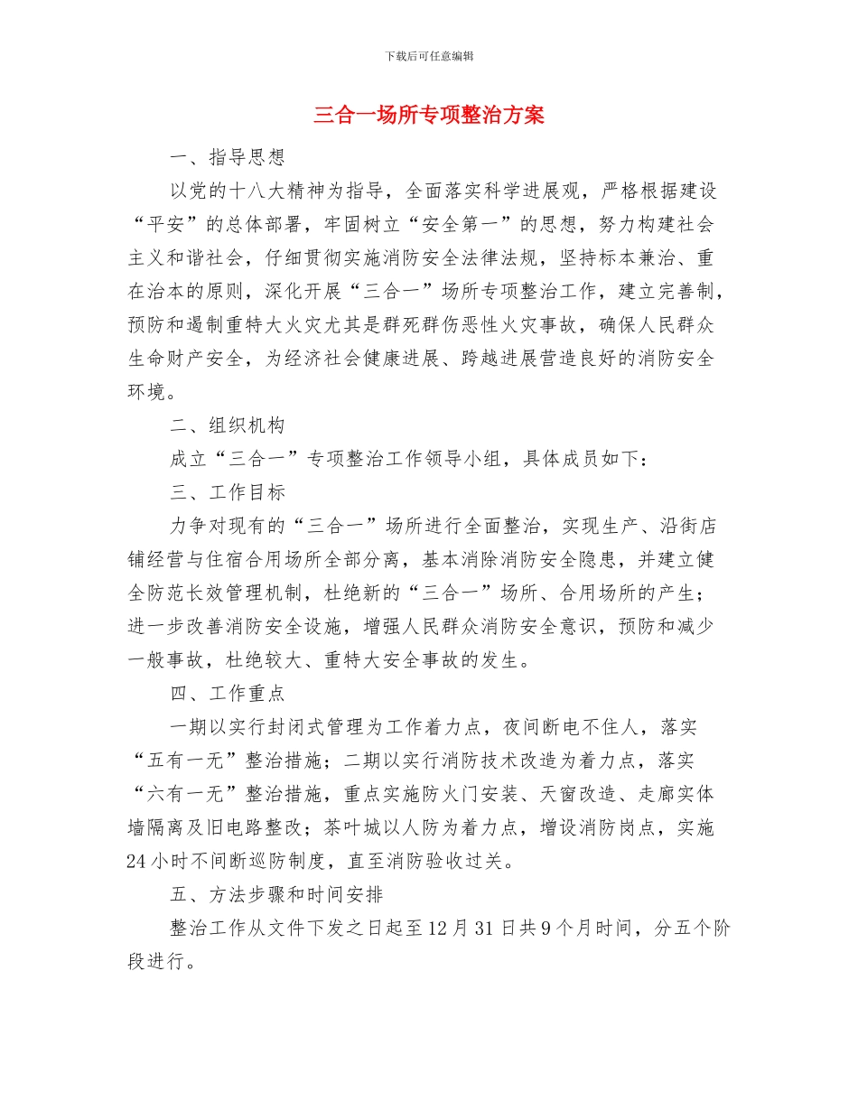 三分钟课前演讲稿与三合一场所专项整治方案汇编_第3页