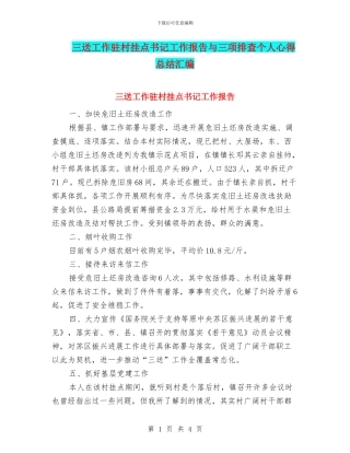 三送工作驻村挂点书记工作报告与三项排查个人心得总结汇编