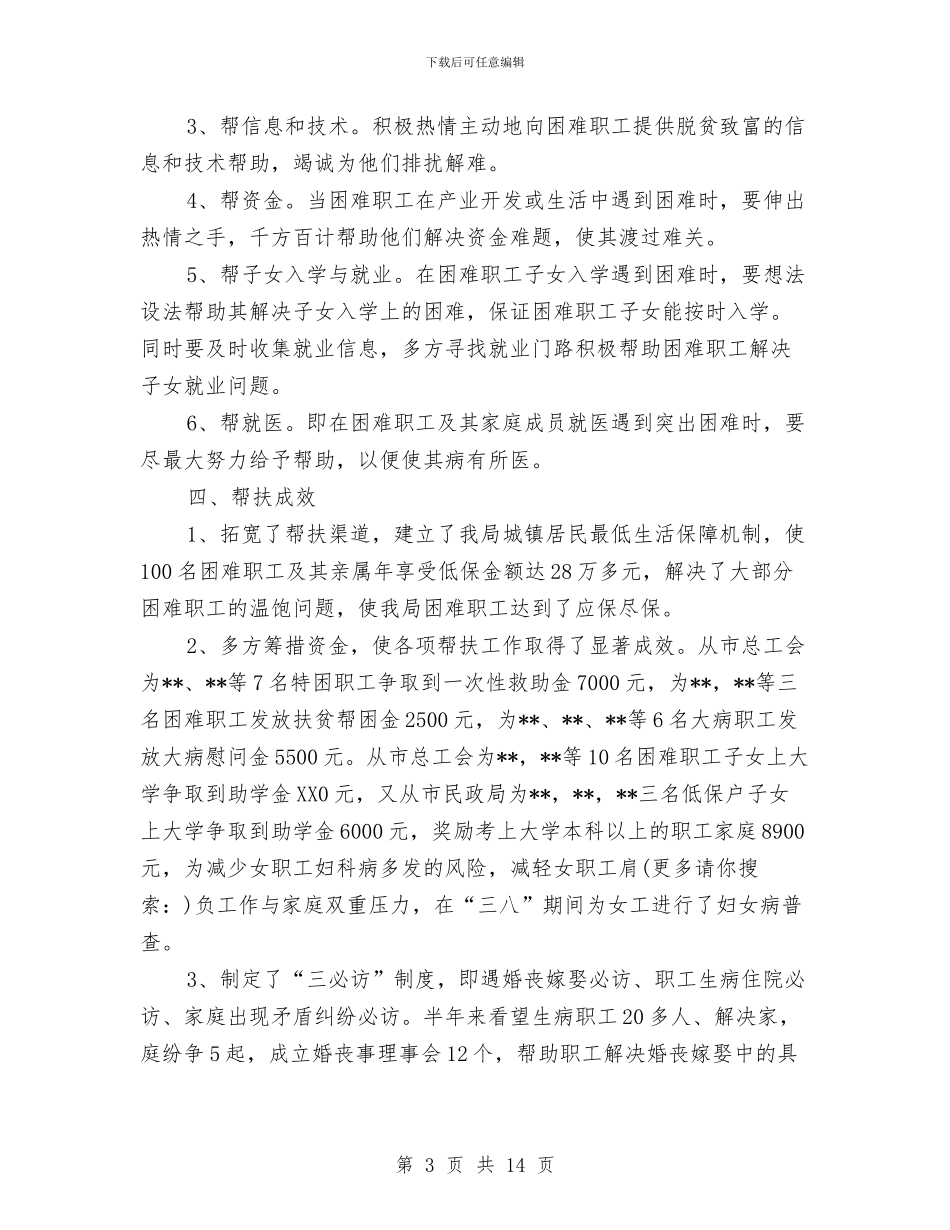 上半年扶贫帮困工作总结与上半年技术管理部工作总结汇编_第3页