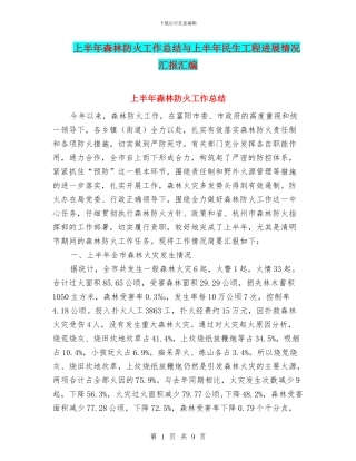 上半年森林防火工作总结与上半年民生工程进展情况汇报汇编