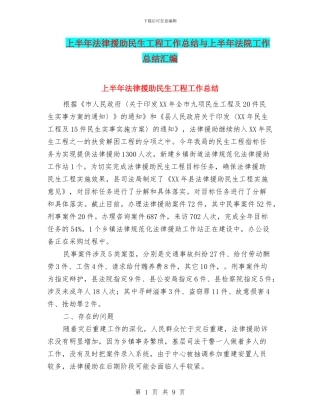 上半年法律援助民生工程工作总结与上半年法院工作总结汇编