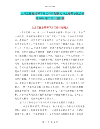上月工作总结和下月工作计划例文与上海某小区公安局2024年工作计划汇编