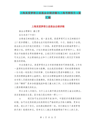 上海真爱梦想公益基金会演讲稿与上海考察报告4篇汇编