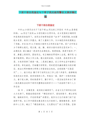 下派干部自我鉴定与下辈子我还做刑警征文演讲稿汇编