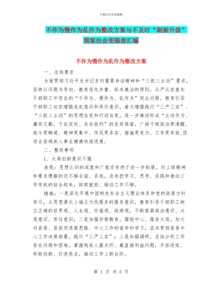 不作为慢作为乱作为整改方案与不及时“刷新升级”