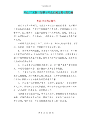 专业IT工作计划书与专业实施方案4篇汇编