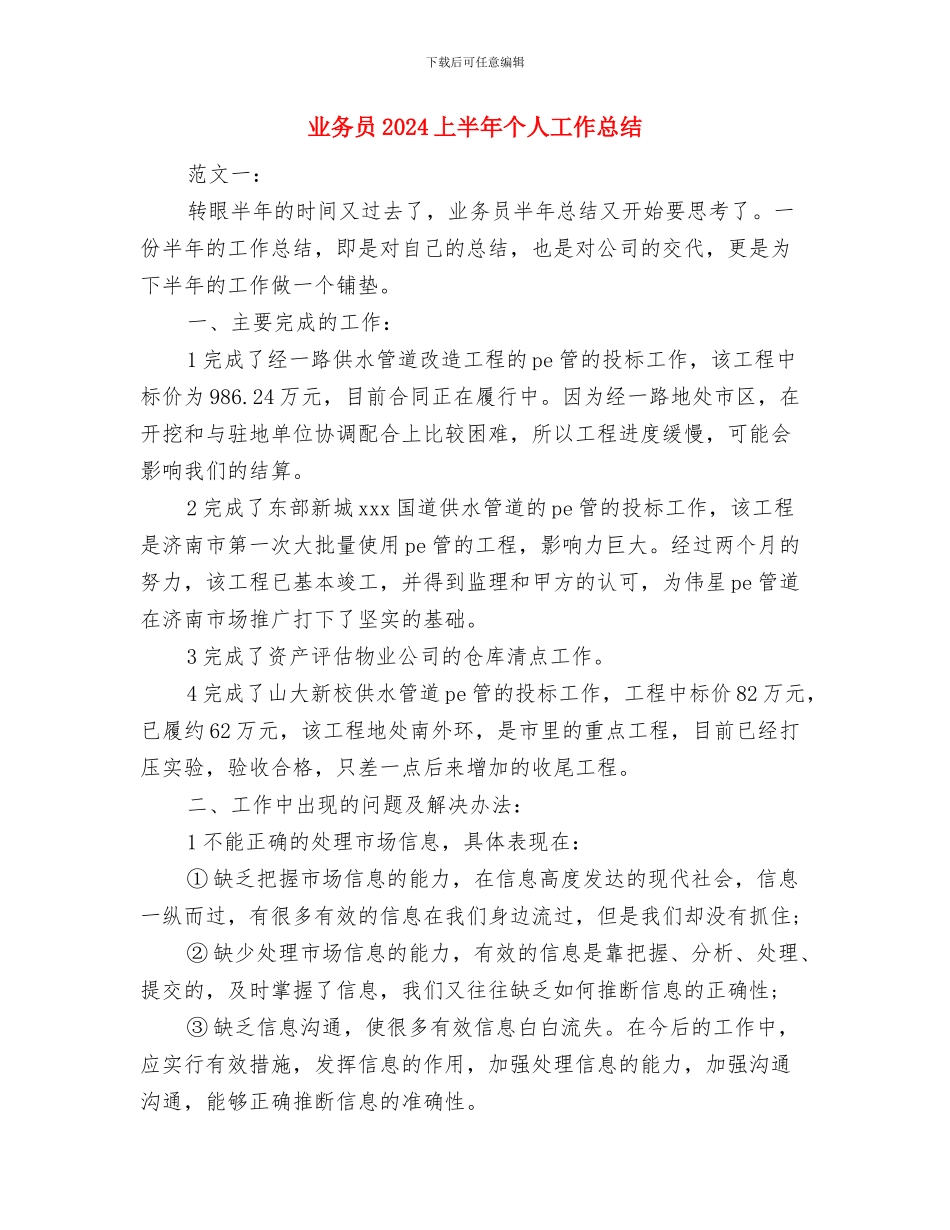 业务员11月工作总结范文与业务员2024上半年个人工作总结汇编_第2页