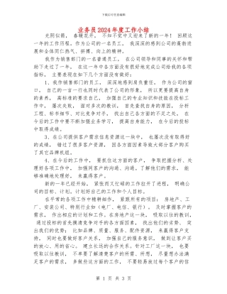 业务员2024年度工作小结