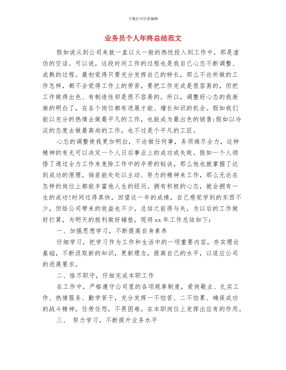 业务员个人年终工作总结与业务员个人年终总结范文汇编_第2页