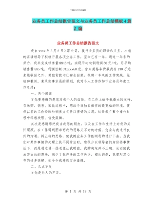 业务员工作总结报告范文与业务员工作总结模板4篇汇编