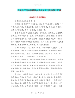 业务员工作总结精选与业务员工作总结范文汇编