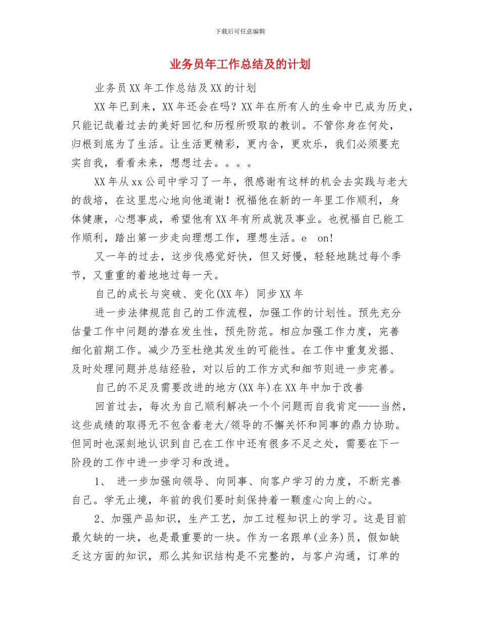 业务员年中总结模板与业务员年工作总结及的计划汇编_第2页