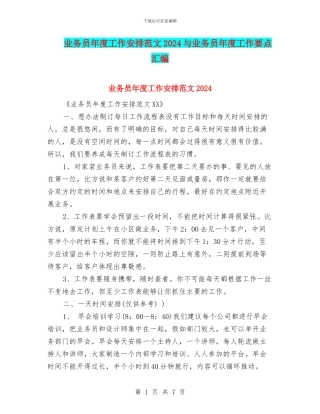 业务员年度工作安排范文2024与业务员年度工作要点汇编