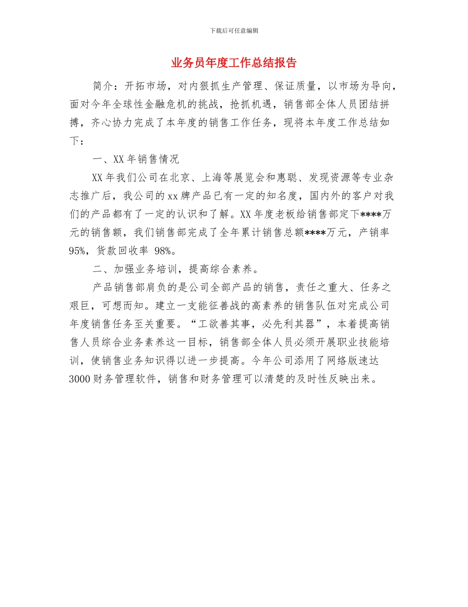 业务员年度工作总结2024与业务员年度工作总结报告汇编_第2页