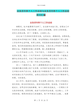业务员年终个人工作总结与业务员年终个人工作总结范文汇编