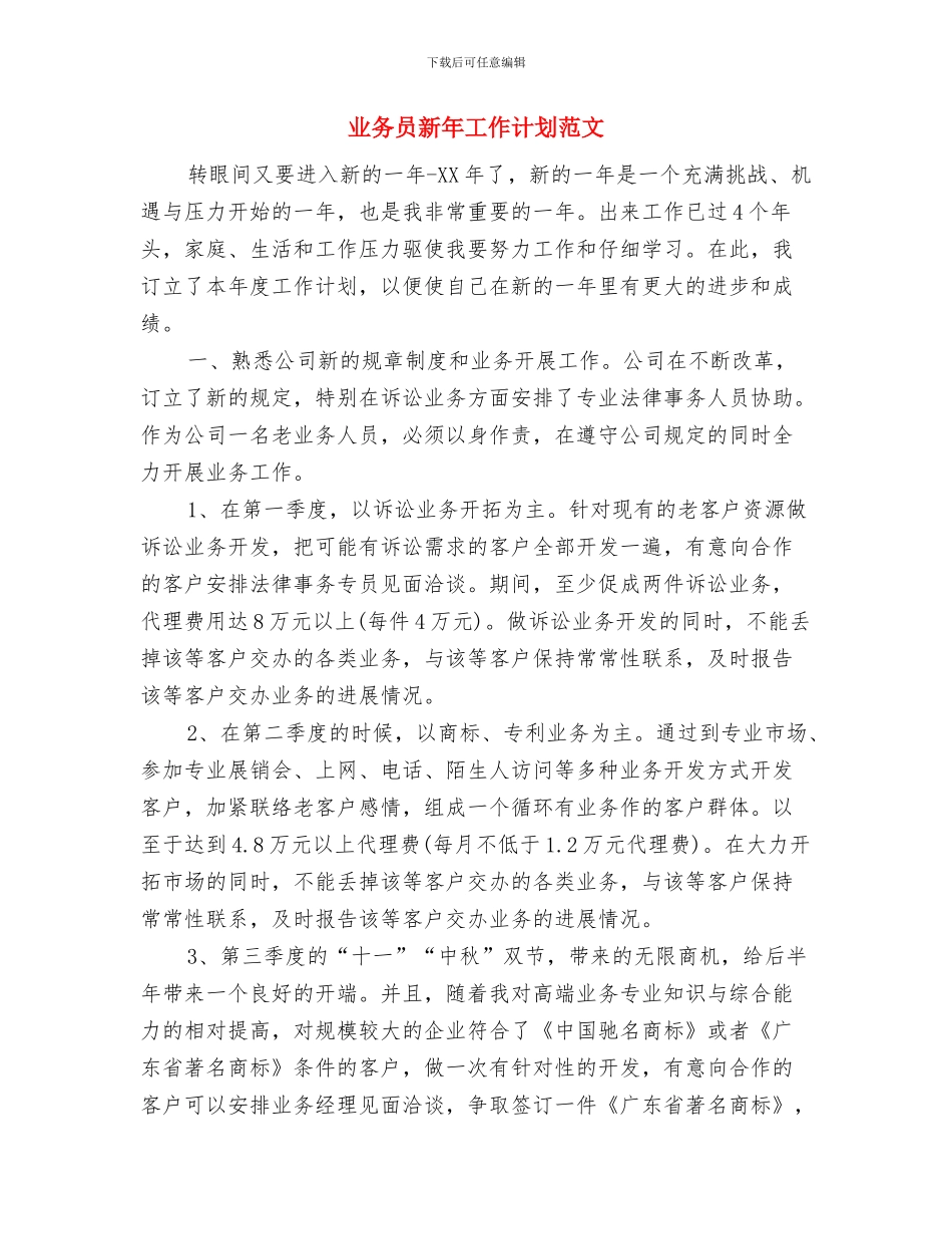 业务员新年工作计划与业务员新年工作计划范文汇编_第3页