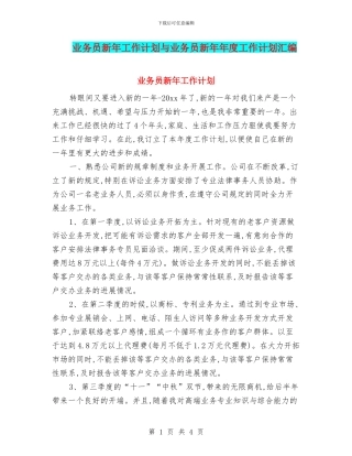 业务员新年工作计划与业务员新年年度工作计划汇编