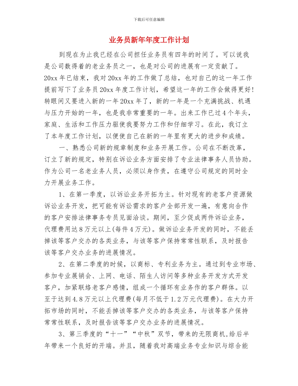 业务员新年工作计划样文与业务员新年年度工作计划汇编_第2页