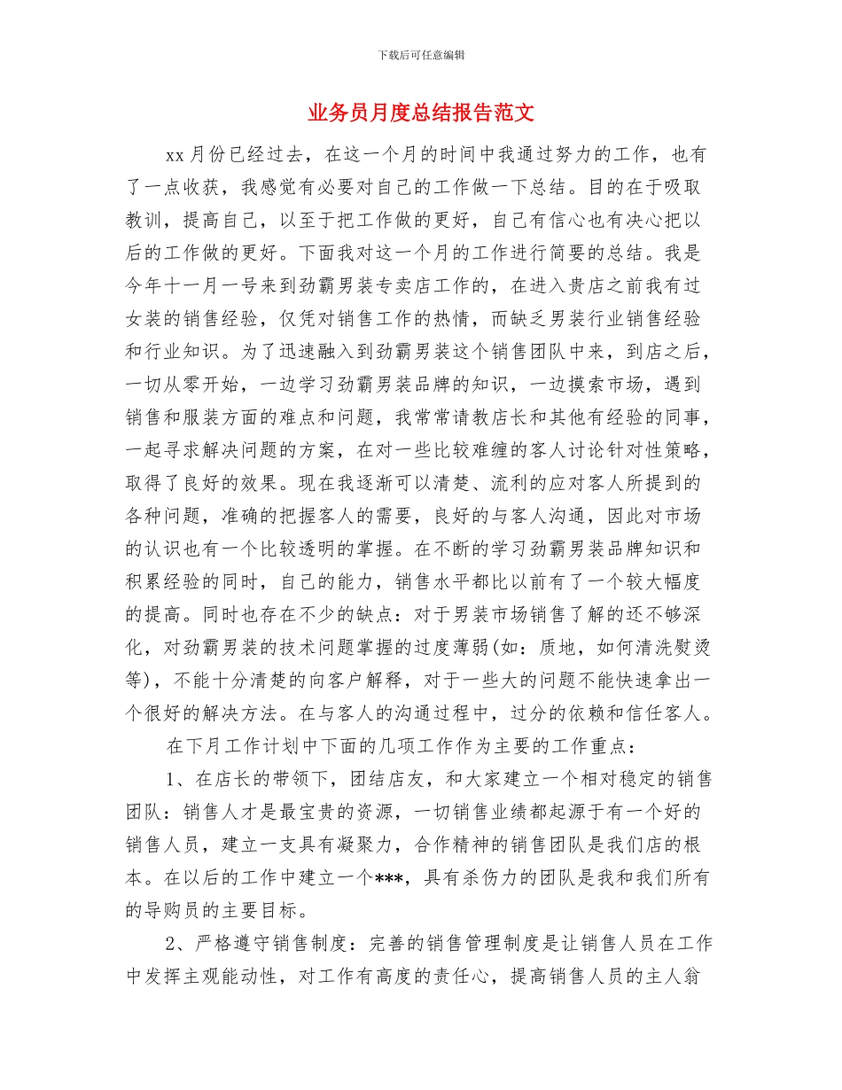 业务员月度工作总结与业务员月度总结报告范文汇编_第3页
