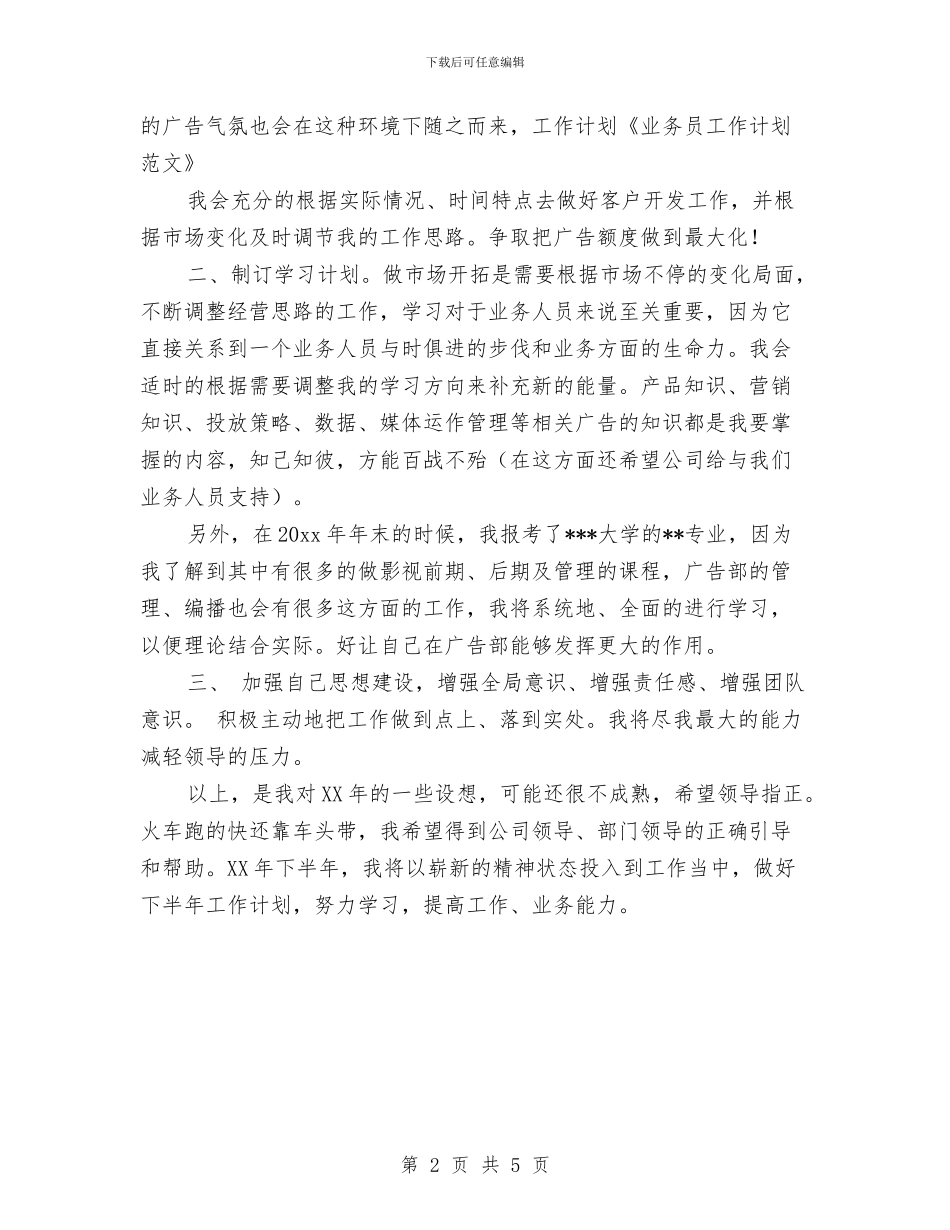 业务员的工作安排与业务员的工作规划汇编_第2页