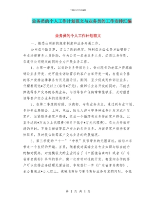 业务员的个人工作计划范文与业务员的工作安排汇编