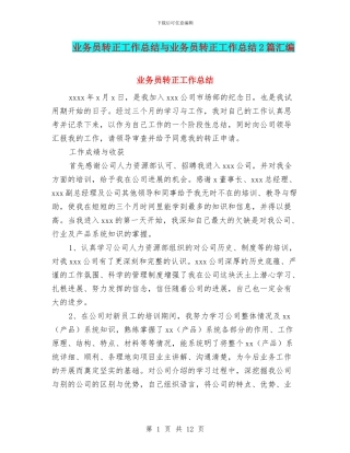 业务员转正工作总结与业务员转正工作总结2篇汇编