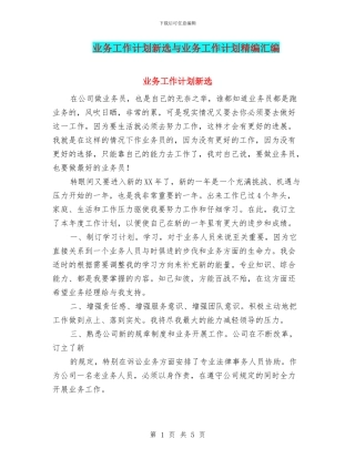 业务工作计划新选与业务工作计划精编汇编