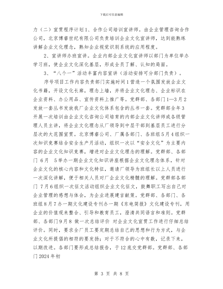 东风发电厂企业文化宣贯工作方案与两个习惯作风建设工作方案汇编_第3页