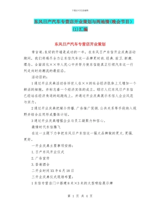 东风日产汽车专营店开业策划与两地情(1)汇编