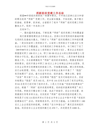 两新组织党建工作总结
