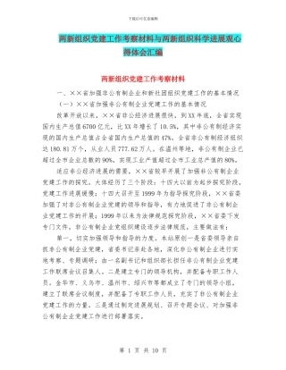 两新组织党建工作考察材料与两新组织科学发展观心得体会汇编