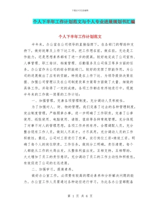 个人下半年工作计划范文与个人专业发展规划书汇编.doc