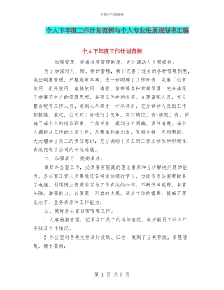 个人下年度工作计划范例与个人专业发展规划书汇编