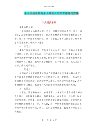 个人团员总结与个人培训上半年工作总结汇编