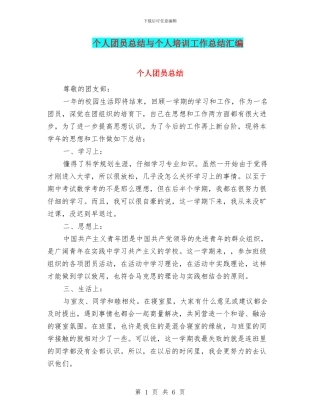 个人团员总结与个人培训工作总结汇编