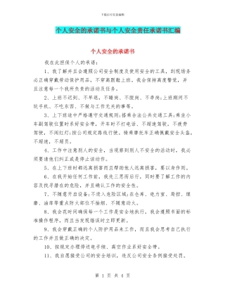 个人安全的承诺书与个人安全责任承诺书汇编