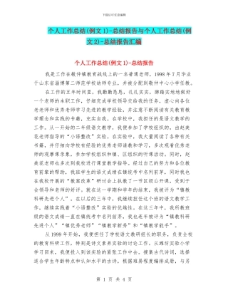 个人工作总结-总结报告与个人工作总结(例文2)-总结报告汇编