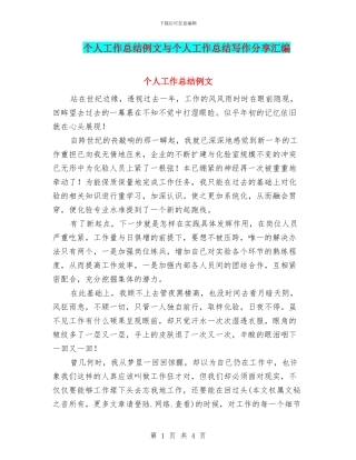 个人工作总结例文与个人工作总结写作分享汇编