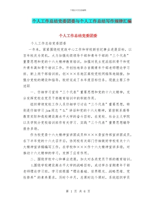 个人工作总结党委团委与个人工作总结写作规律汇编