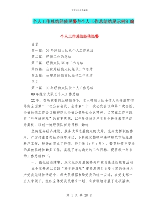 个人工作总结经侦民警与个人工作总结结尾示例汇编