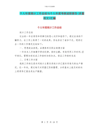 个人年度统计工作总结与个人年度考核述职报告汇编