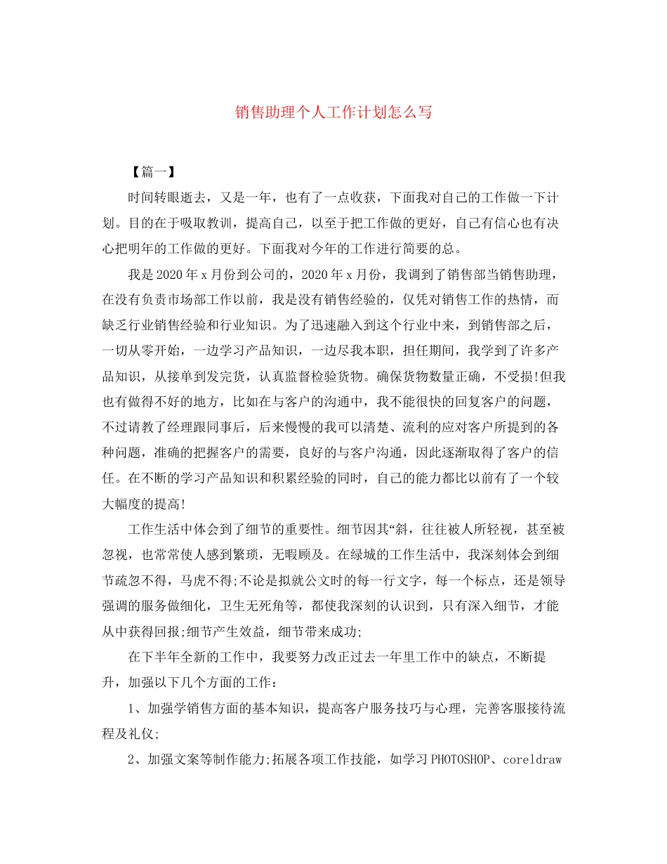 销售助理个人工作计划怎么写_第1页